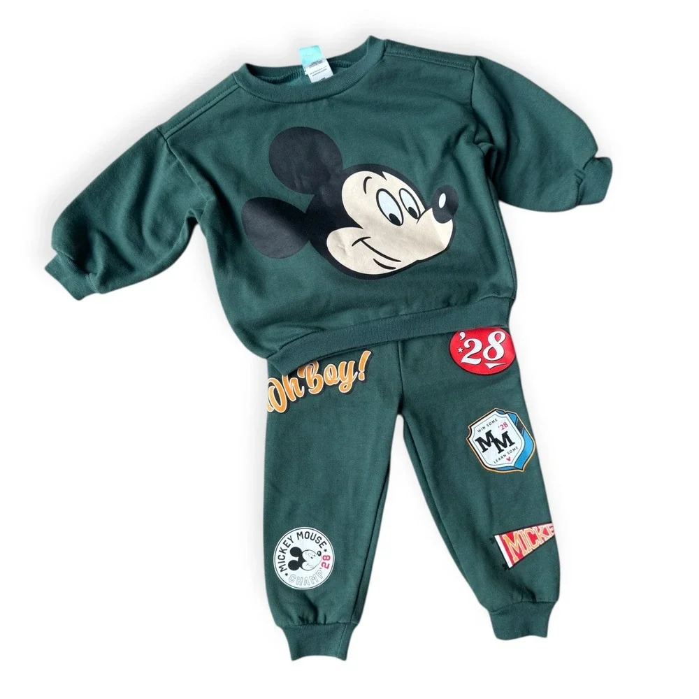 Disney Baby Mickey Mouse Green Sweatshirt‎ Jogger Set 12M